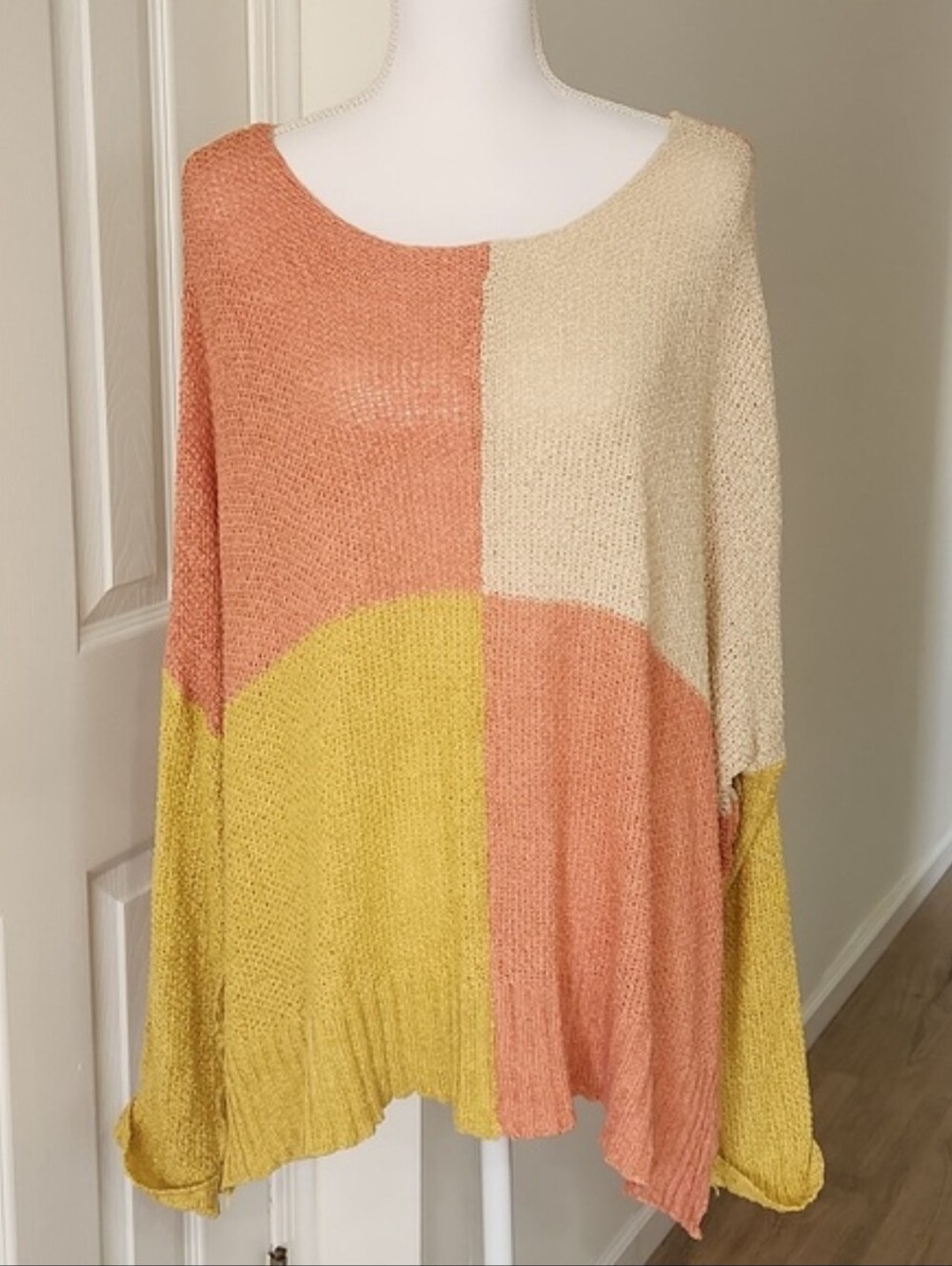 Easel Colorblock Knit Sweater Oversized Tunic Top Women's 1X